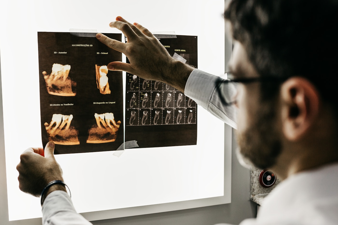 Dentist performing a preventive dental examination